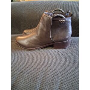 Tori Burch Coffee Brown Leather Ankle Booties Women's Size 7.5M